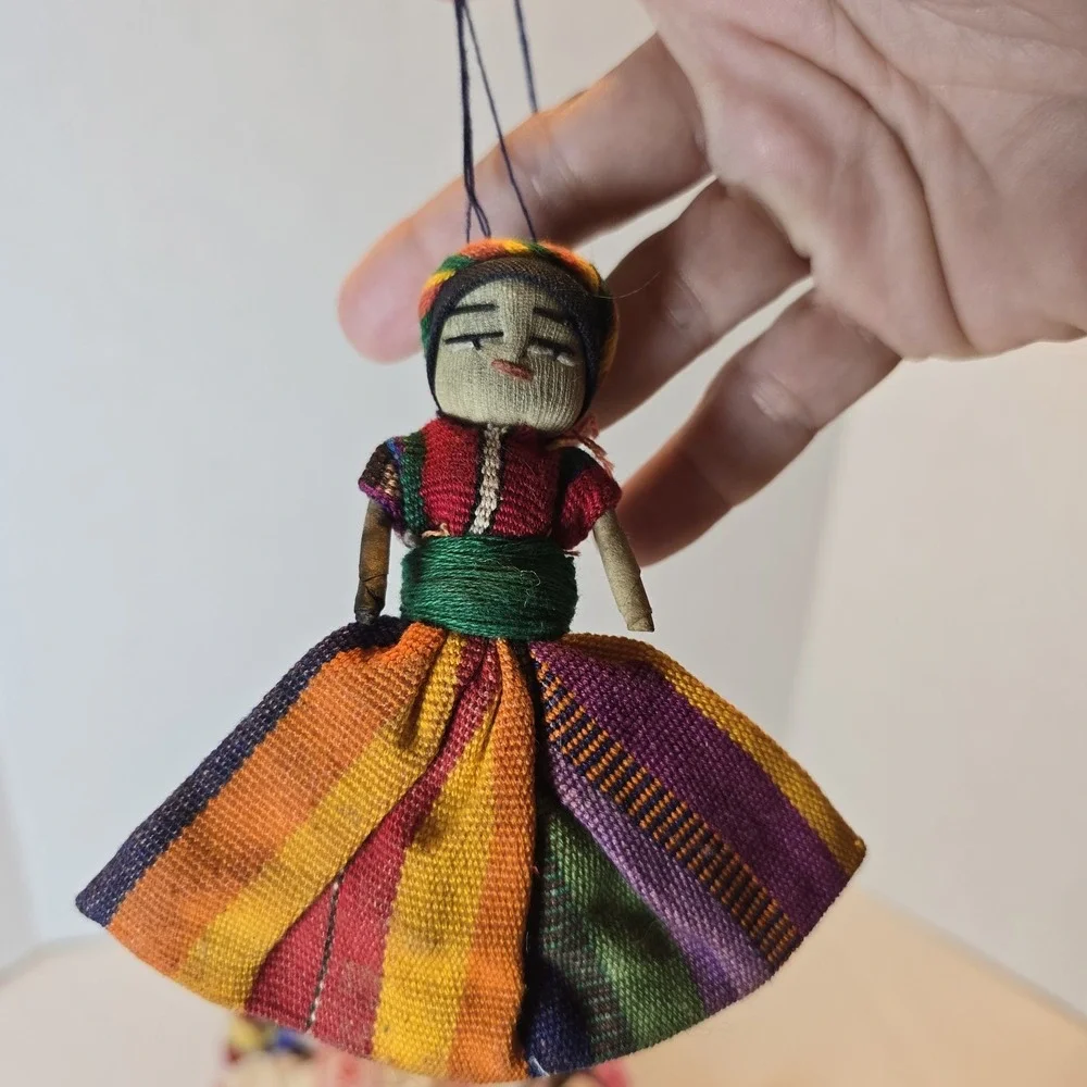 Vintage Handmade Cloth Dolls – Lot of 3 – Folk Art Traditional Clothing Embroide
